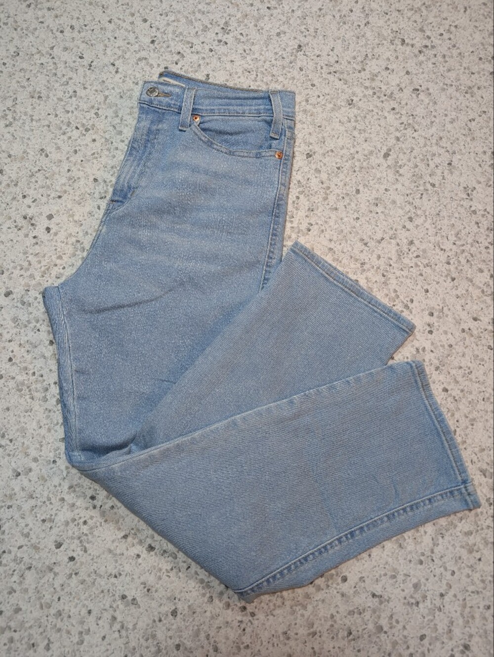 Signature Levi's Strauss Denim 29 High Rise Straight Light Blue Jeans Stretch